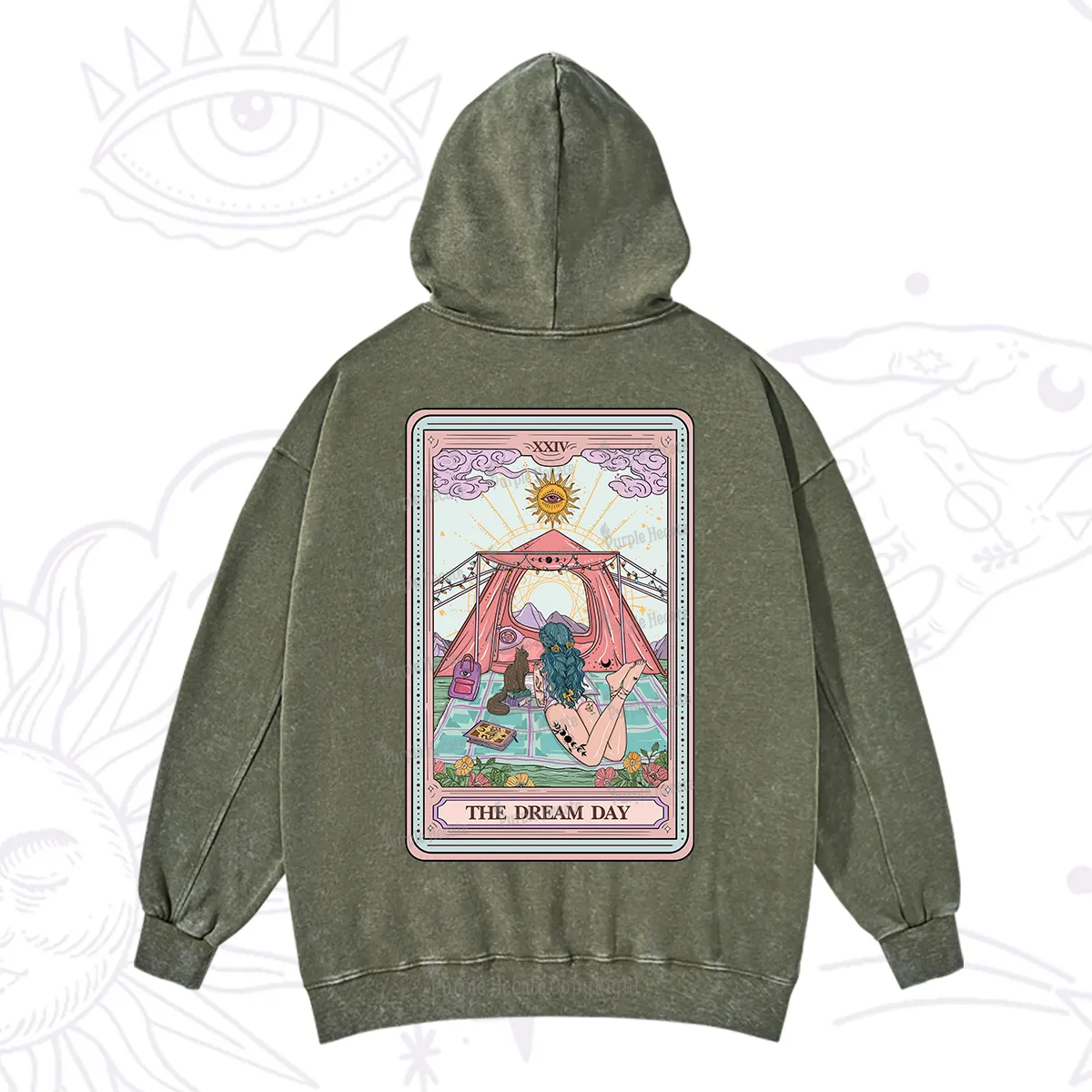 Purplehecate The Camp Lover Tarot Washed Hoodie