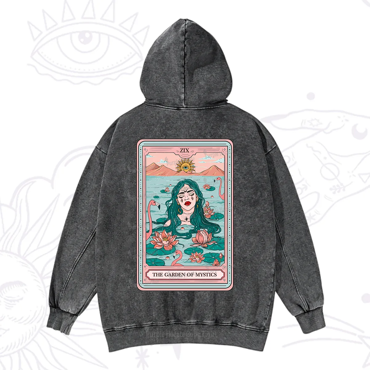 Purplehecate The Garden Of Mystics Tarot Washed Hoodie