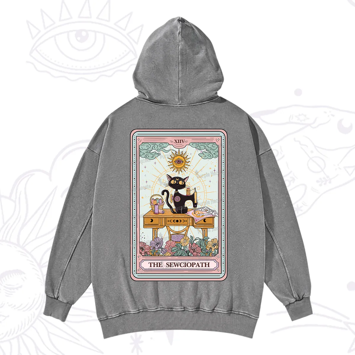 Purplehecate The Sewciopath Tarot Card Washed Hoodie
