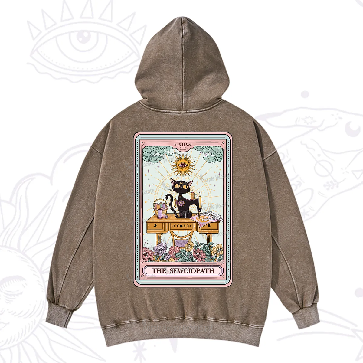 Purplehecate The Sewciopath Tarot Card Washed Hoodie