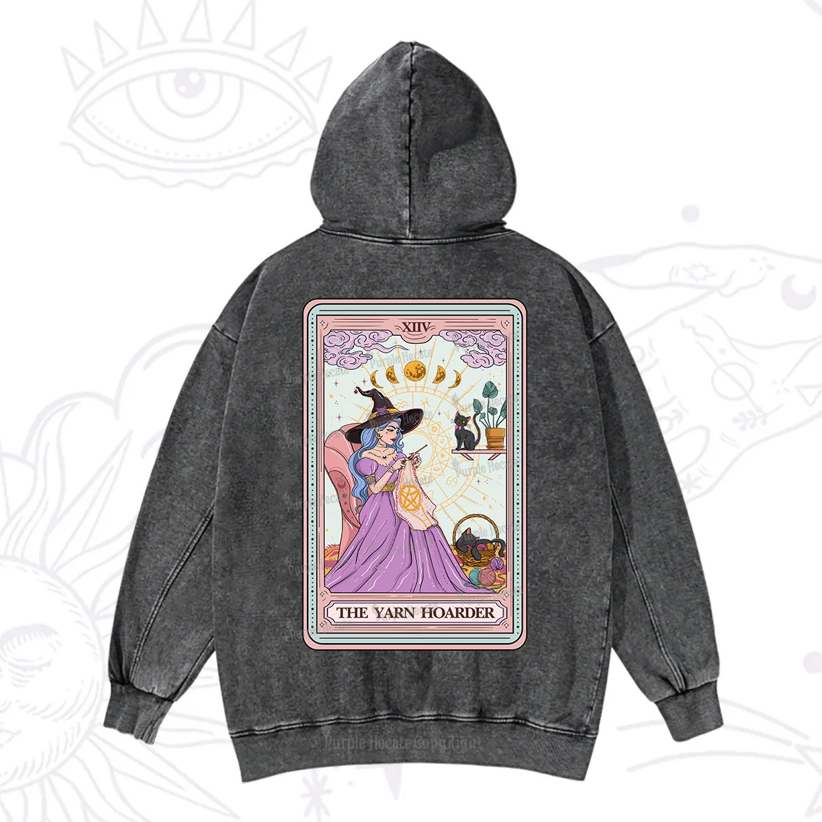 Purplehecate The Yarn Hoarder Tarot Washed Hoodie