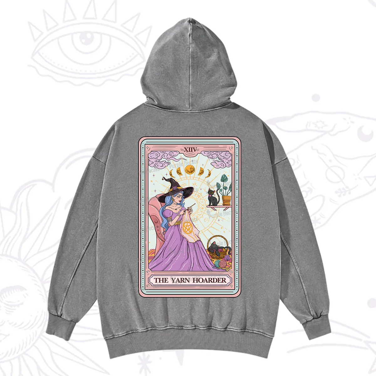 Purplehecate The Yarn Hoarder Tarot Washed Hoodie