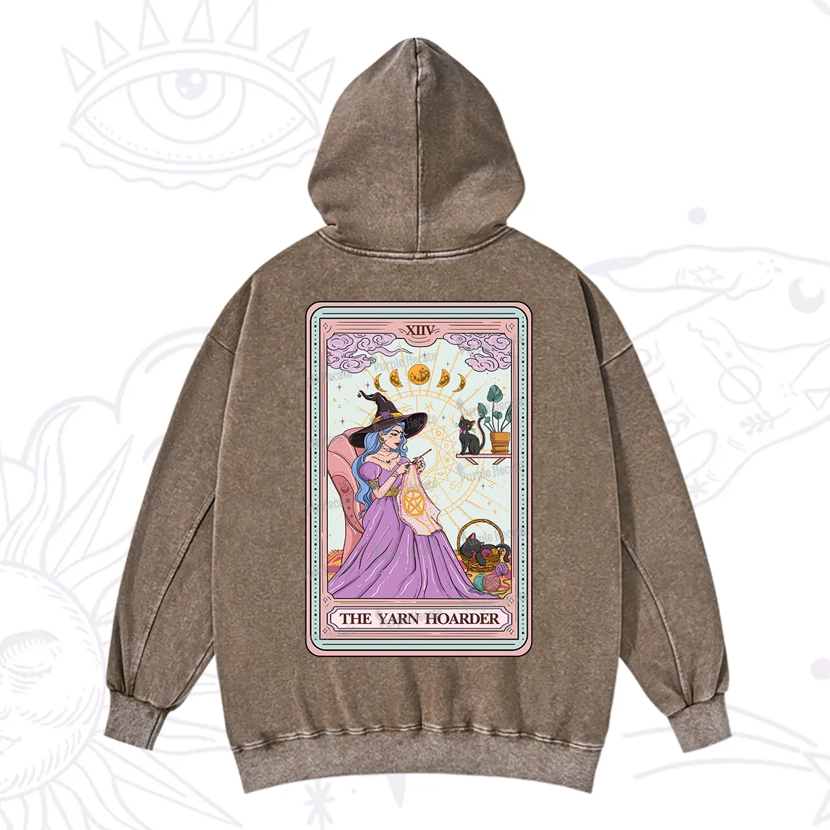 Purplehecate The Yarn Hoarder Tarot Washed Hoodie