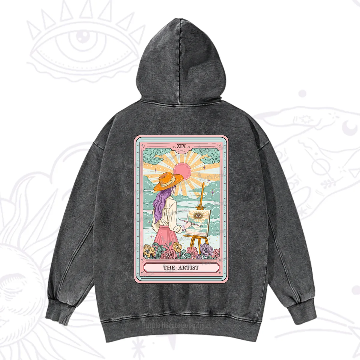Purplehecate The Artist Tarot Washed Hoodie