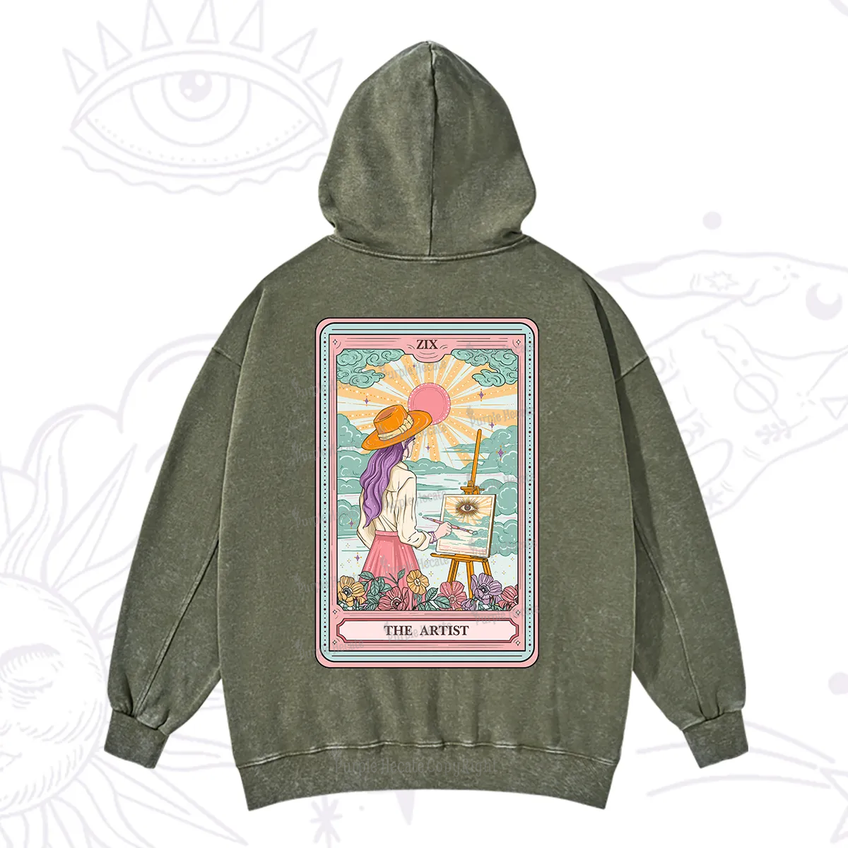 Purplehecate The Artist Tarot Washed Hoodie
