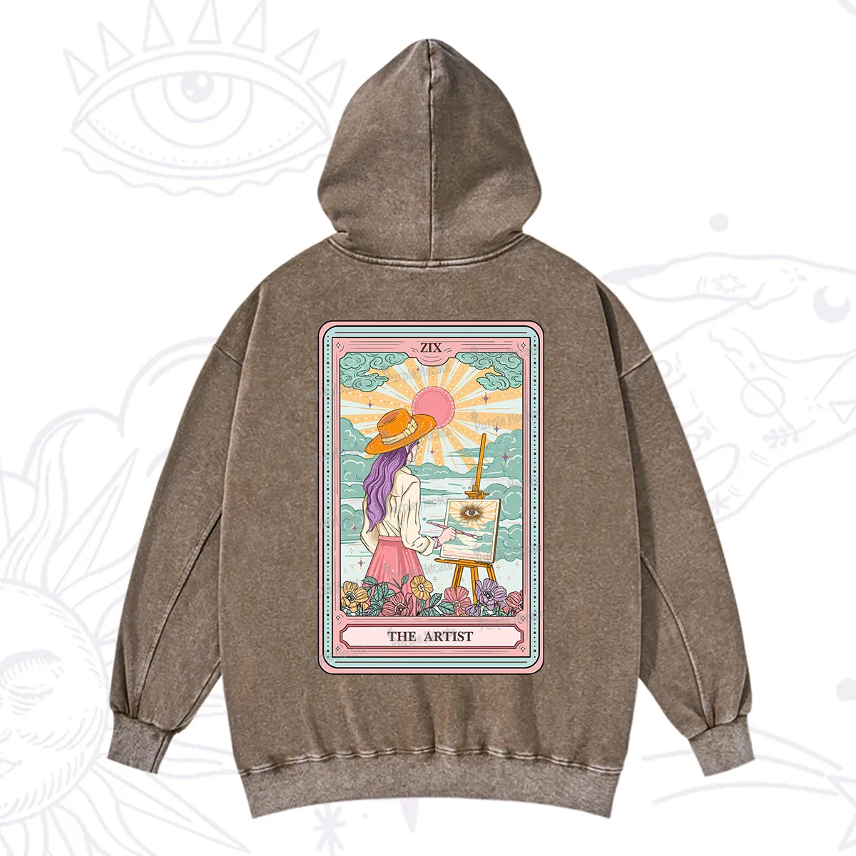 Purplehecate The Artist Tarot Washed Hoodie