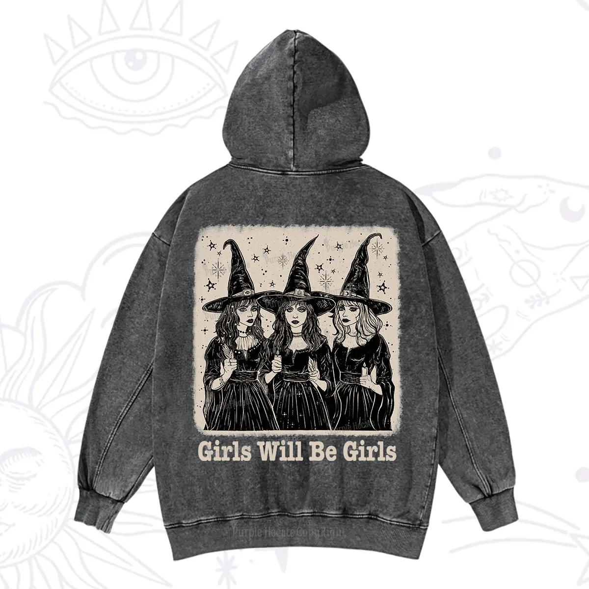 Purplehecate Girls Will Be Girls Washed Hoodie