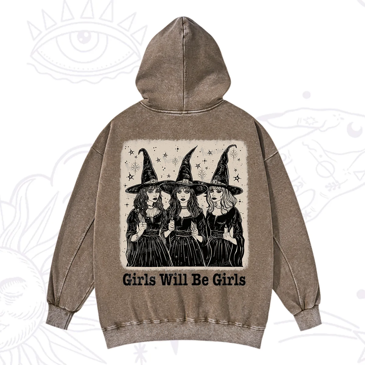 Purplehecate Girls Will Be Girls Washed Hoodie