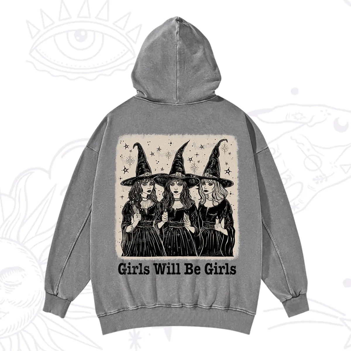 Purplehecate Girls Will Be Girls Washed Hoodie