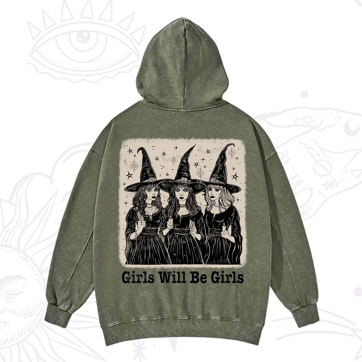 Purplehecate Girls Will Be Girls Washed Hoodie