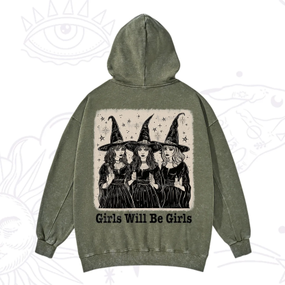 Purplehecate Girls Will Be Girls Washed Hoodie