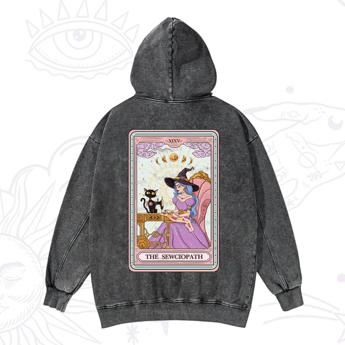 Purplehecate The Sewciopath Tarot Washed Hoodie