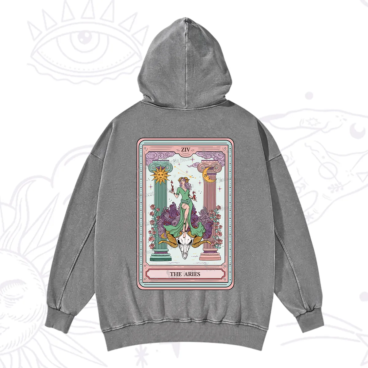 Purplehecate The Aries Goddess Tarot Washed Hoodie