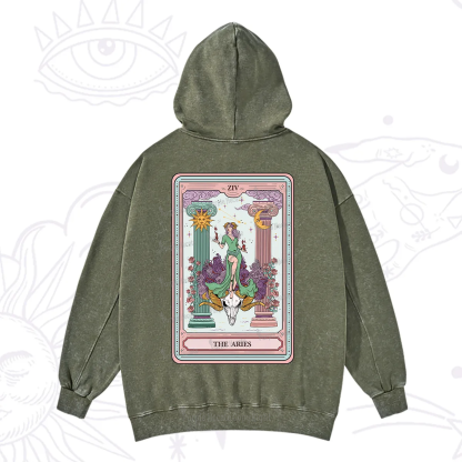 Purplehecate The Aries Goddess Tarot Washed Hoodie