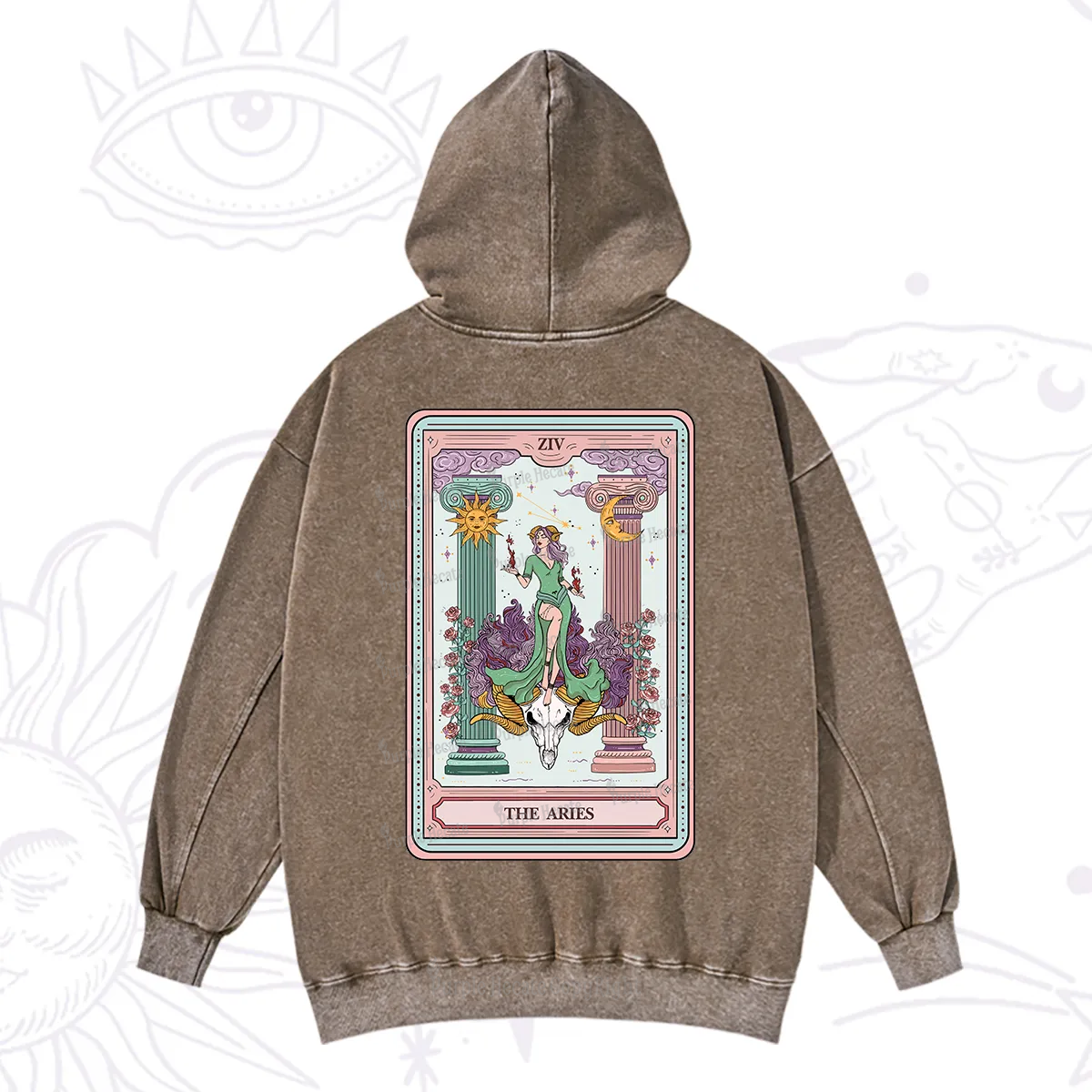 Purplehecate The Aries Goddess Tarot Washed Hoodie