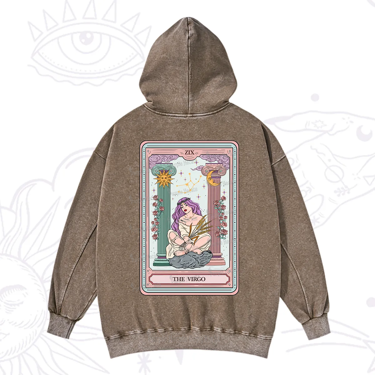 Purplehecate The Virgo Goddess Tarot Washed Hoodie