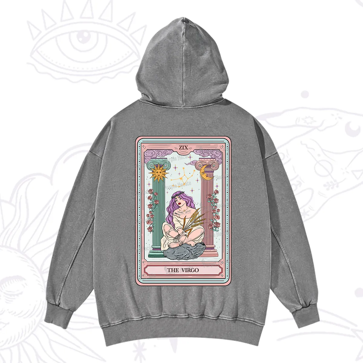 Purplehecate The Virgo Goddess Tarot Washed Hoodie