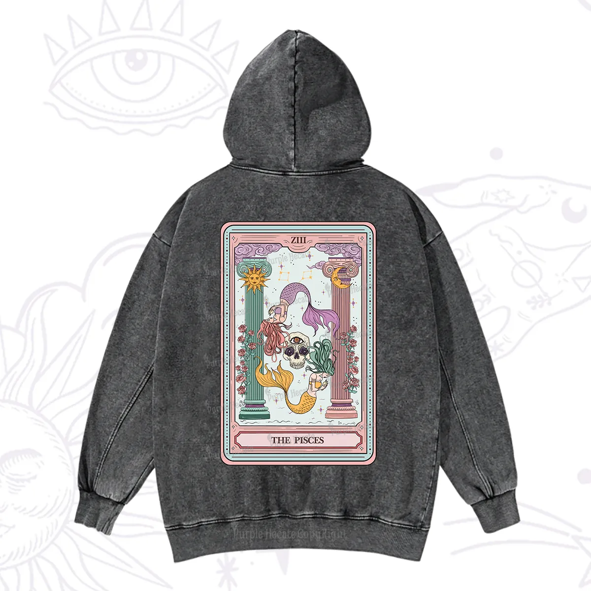 Purplehecate The Pisces Goddess Tarot Washed Hoodie