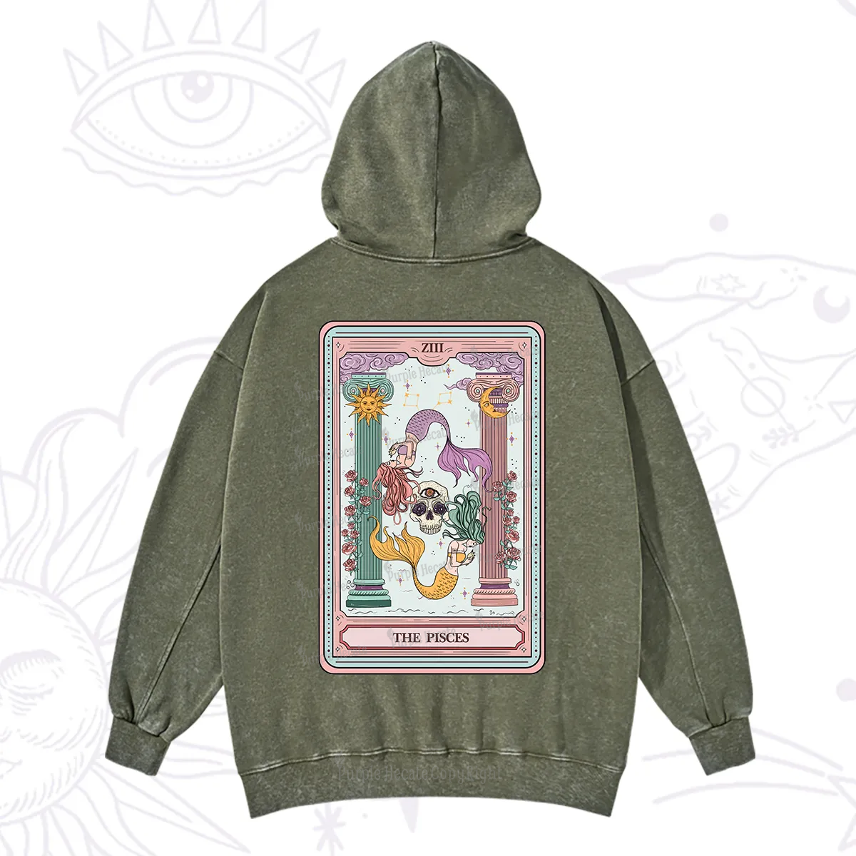 Purplehecate The Pisces Goddess Tarot Washed Hoodie