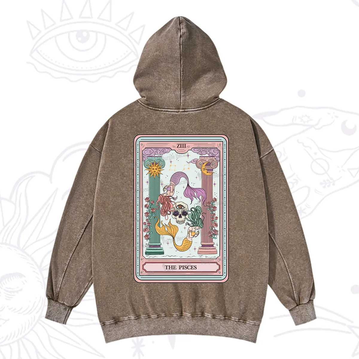 Purplehecate The Pisces Goddess Tarot Washed Hoodie