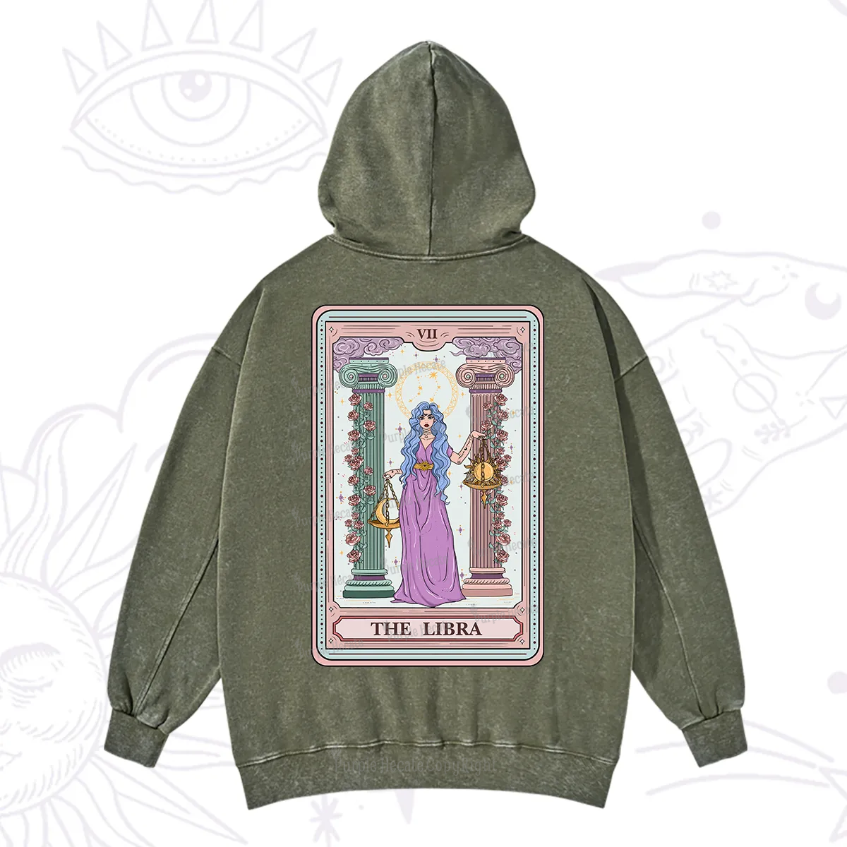Purplehecate The Libra Goddess Tarot Washed Hoodie