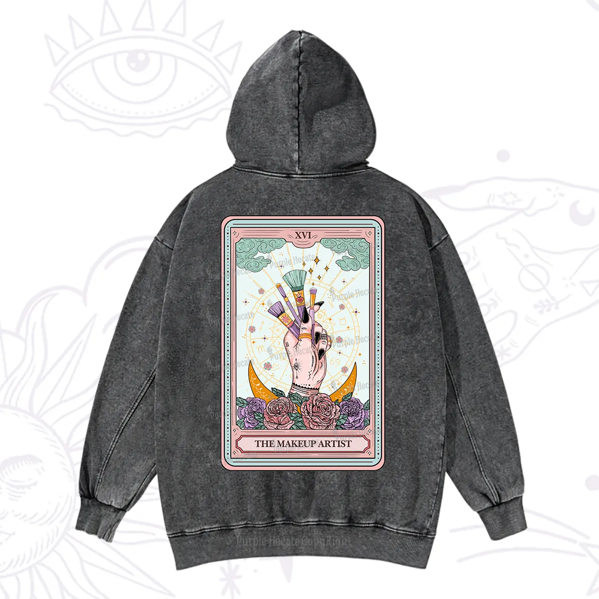 Purplehecate The Makeup Artist Life Tarot Washed Hoodie