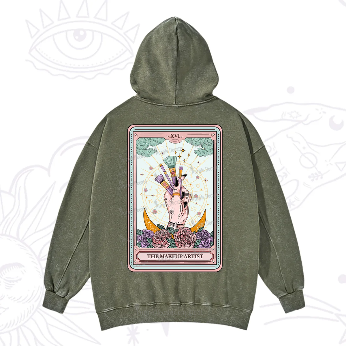 Purplehecate The Makeup Artist Life Tarot Washed Hoodie