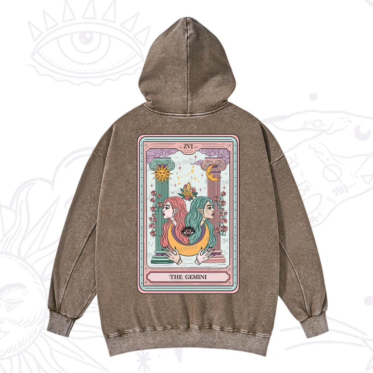 Purplehecate The Gemini Goddess Tarot Washed Hoodie