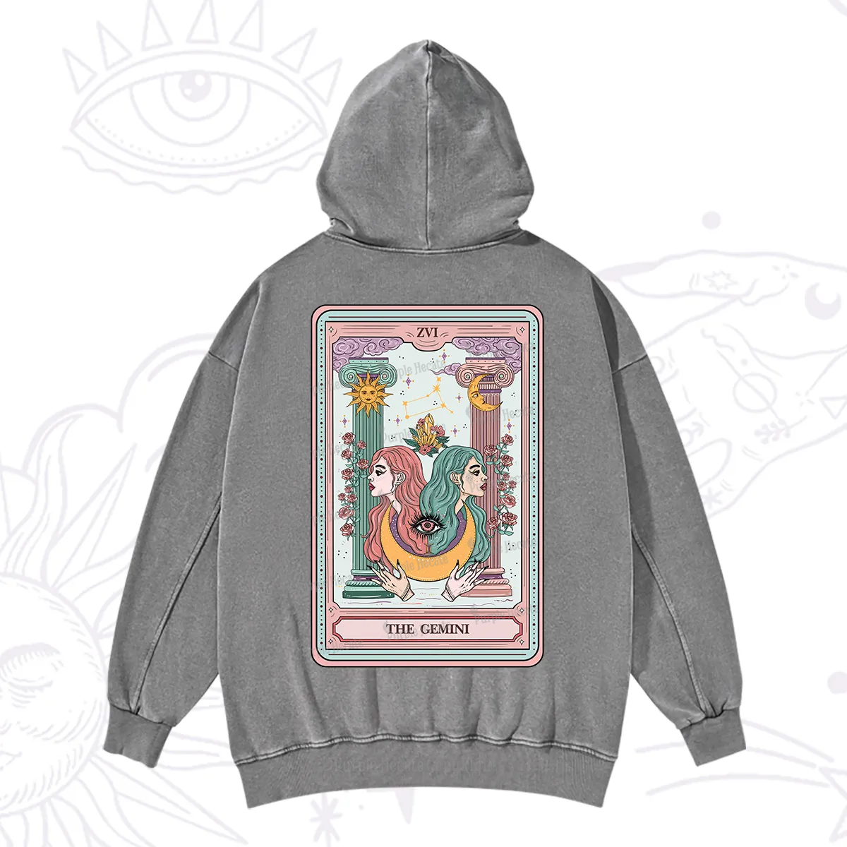 Purplehecate The Gemini Goddess Tarot Washed Hoodie