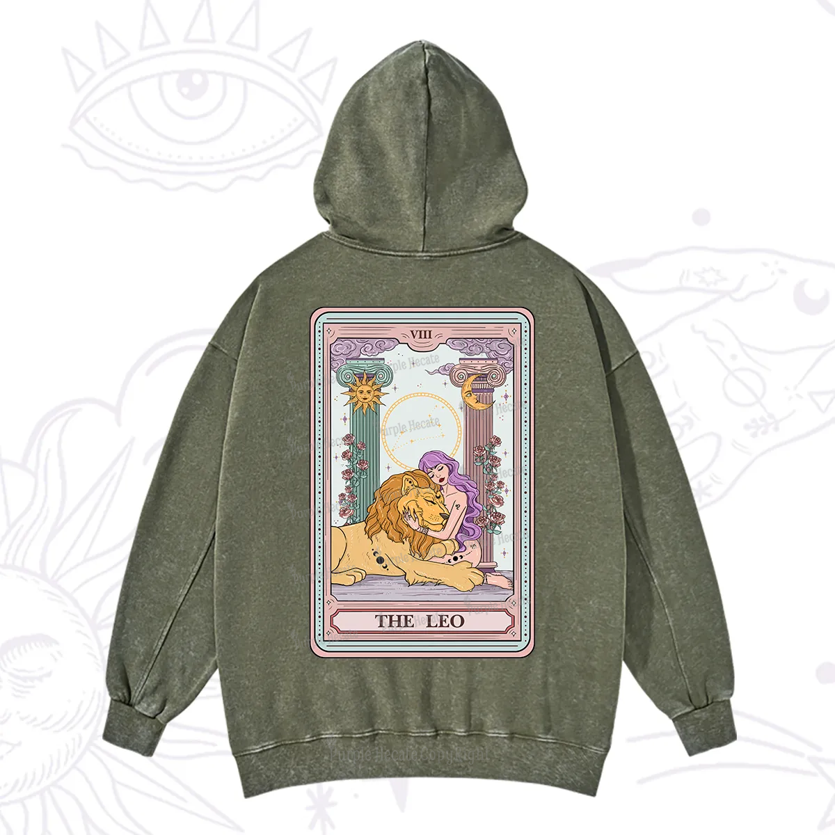 Purplehecate The Leo Goddess Tarot Washed Hoodie