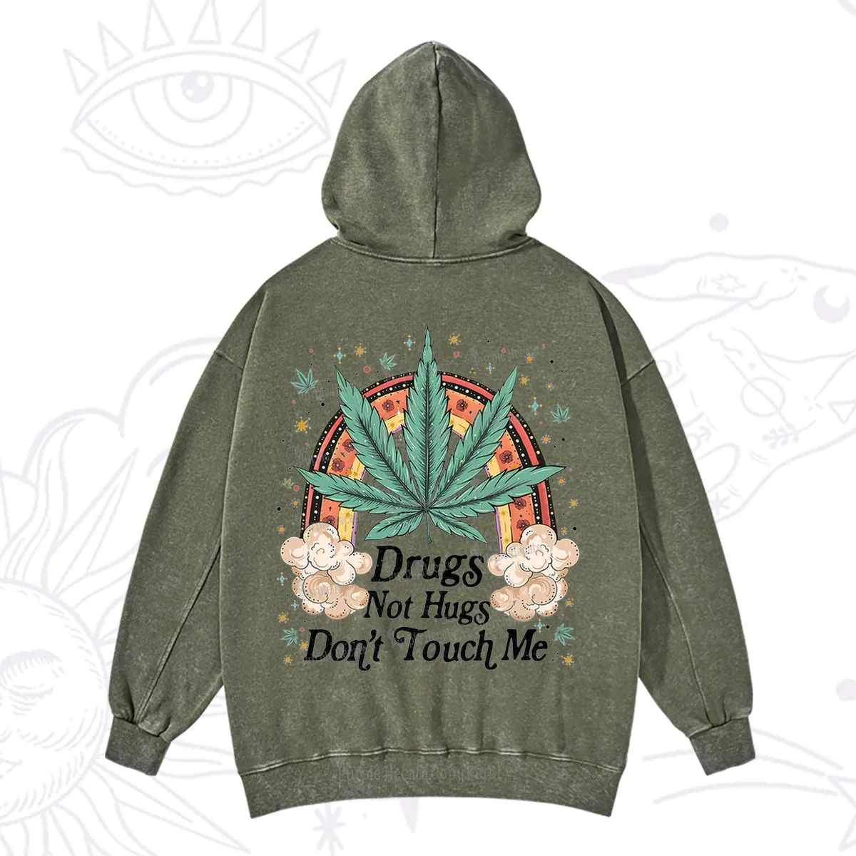 Purplehecate Drugs Not Hugs Washed Hoodie