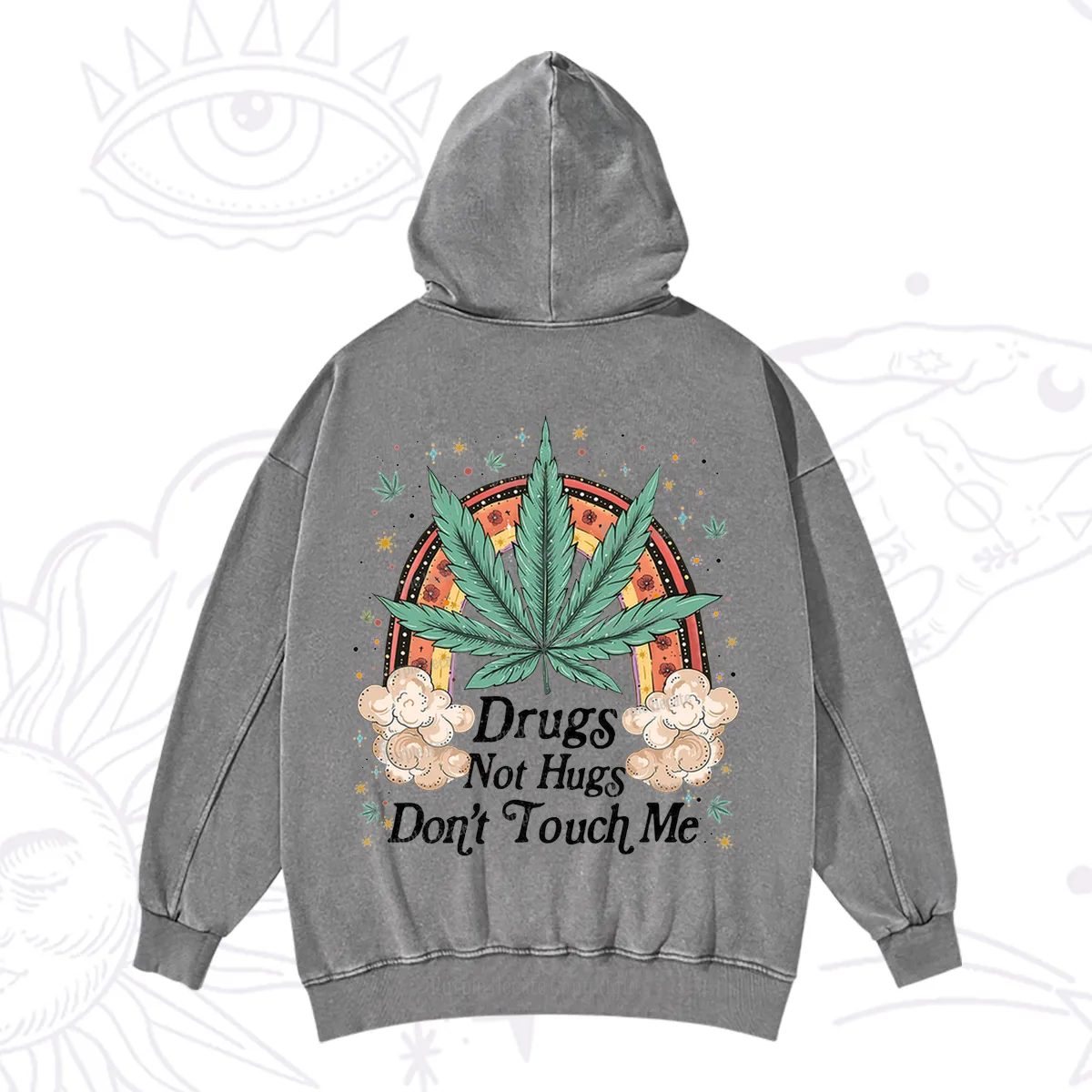 Purplehecate Drugs Not Hugs Washed Hoodie