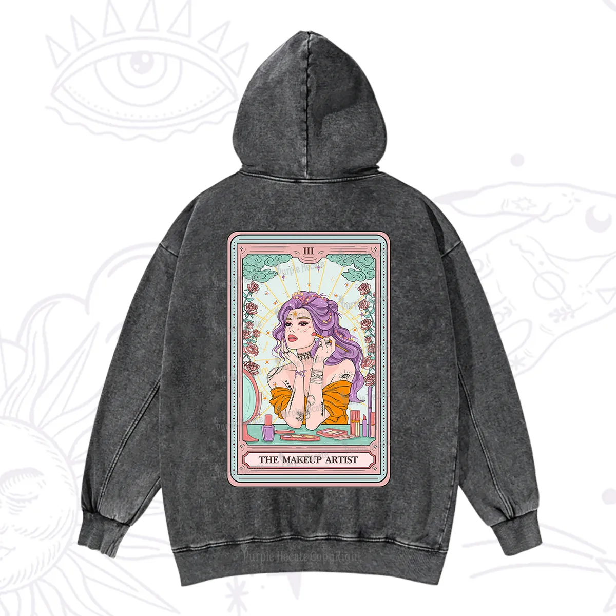 Purplehecate The Makeup Artist Tarot Washed Hoodie