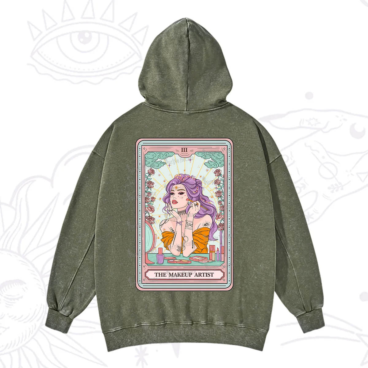 Purplehecate The Makeup Artist Tarot Washed Hoodie
