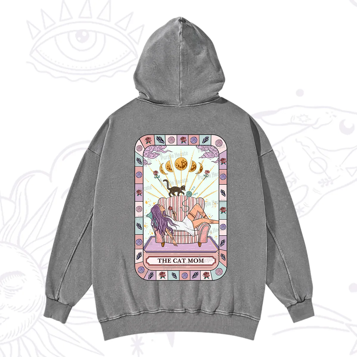 Purplehecate The Chill Cat Mom Washed Hoodie