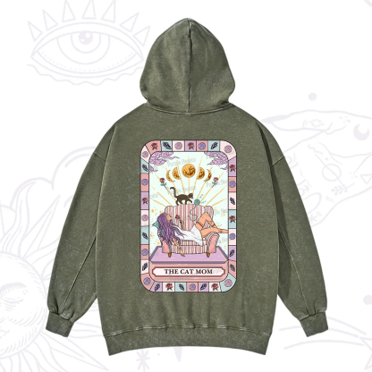 Purplehecate The Chill Cat Mom Washed Hoodie