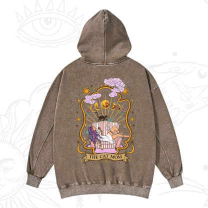 Purplehecate The Cat Mom Goddess Washed Hoodie