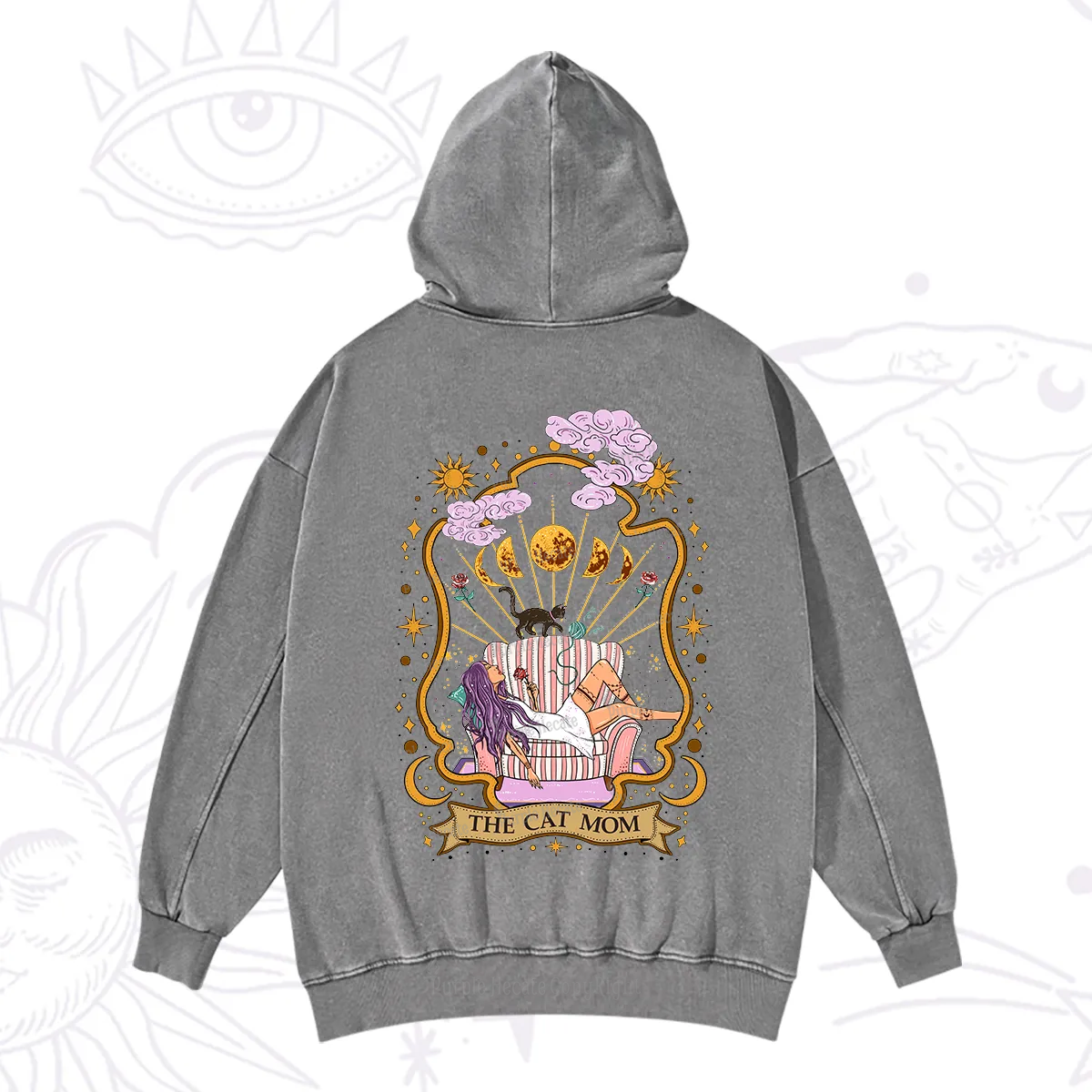 Purplehecate The Cat Mom Goddess Washed Hoodie