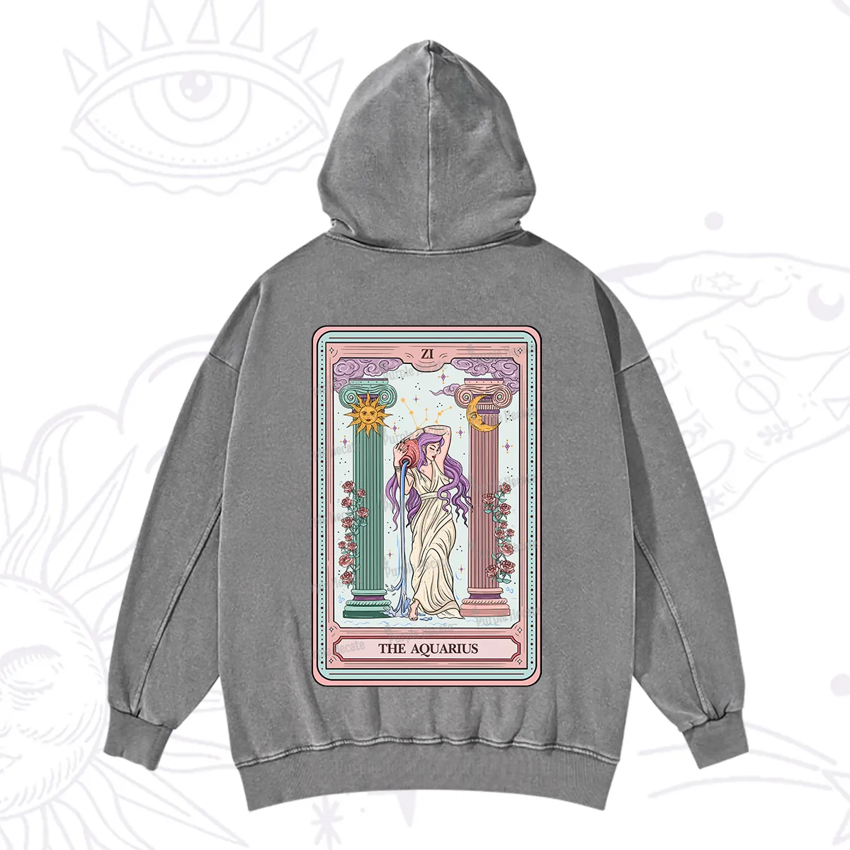 Purplehecate The Aquarius Goddess Tarot Washed Hoodie
