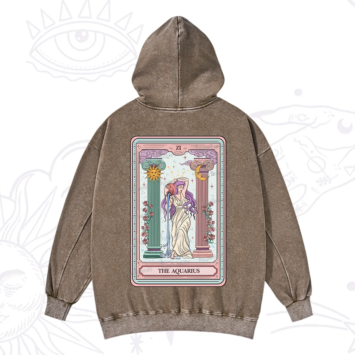 Purplehecate The Aquarius Goddess Tarot Washed Hoodie