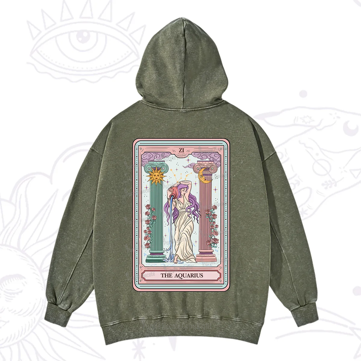 Purplehecate The Aquarius Goddess Tarot Washed Hoodie
