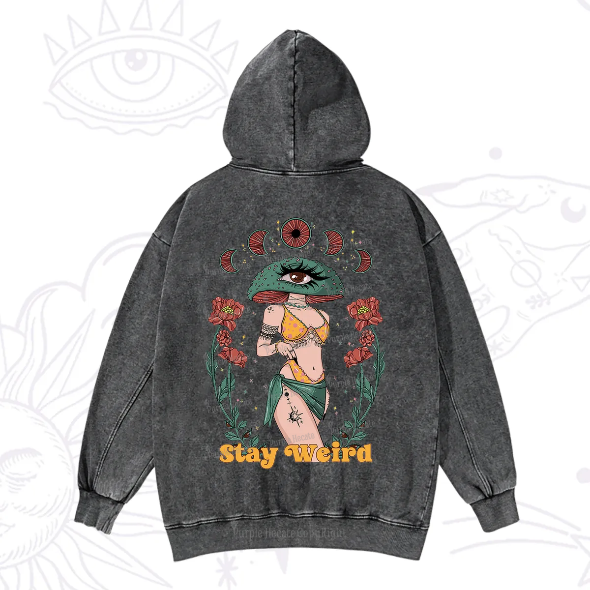 Purplehecate Stay Weird Washed Hoodie