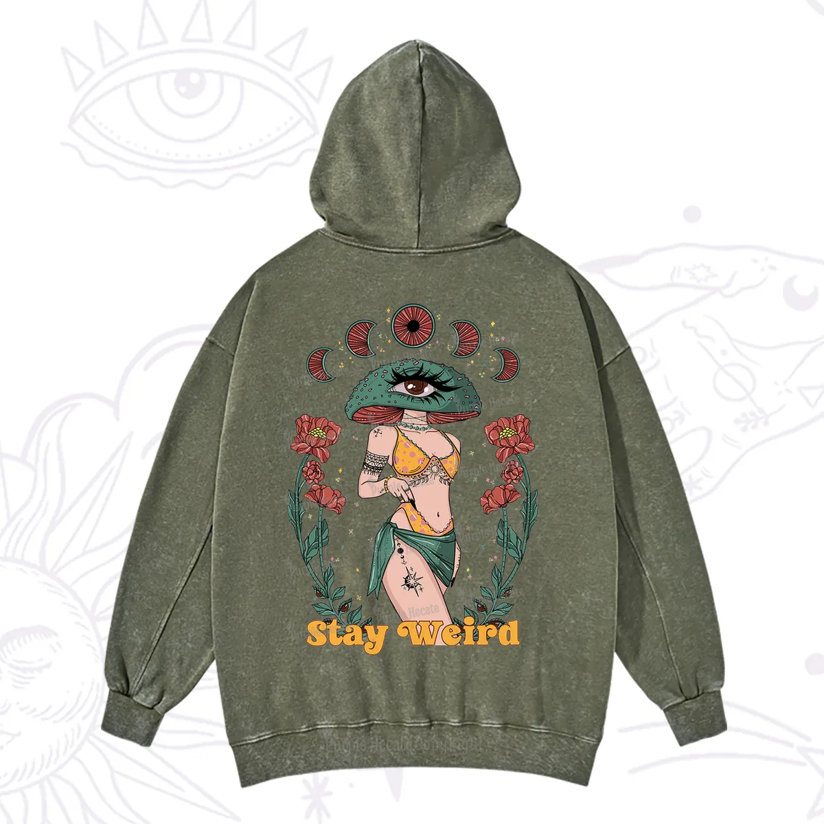 Purplehecate Stay Weird Washed Hoodie
