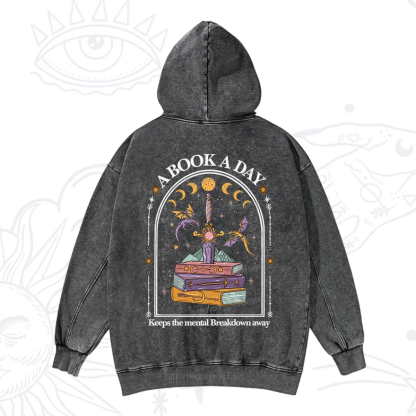 Purplehecate A Book A Day Keeps The Mental Breakdown Away Washed Hoodie