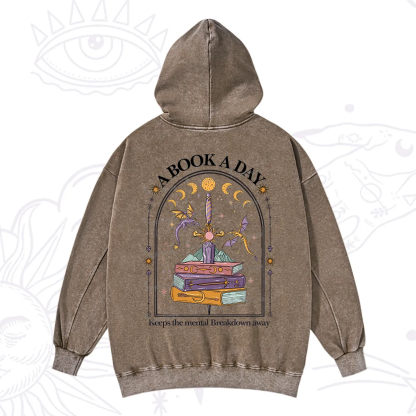 Purplehecate A Book A Day Keeps The Mental Breakdown Away Washed Hoodie