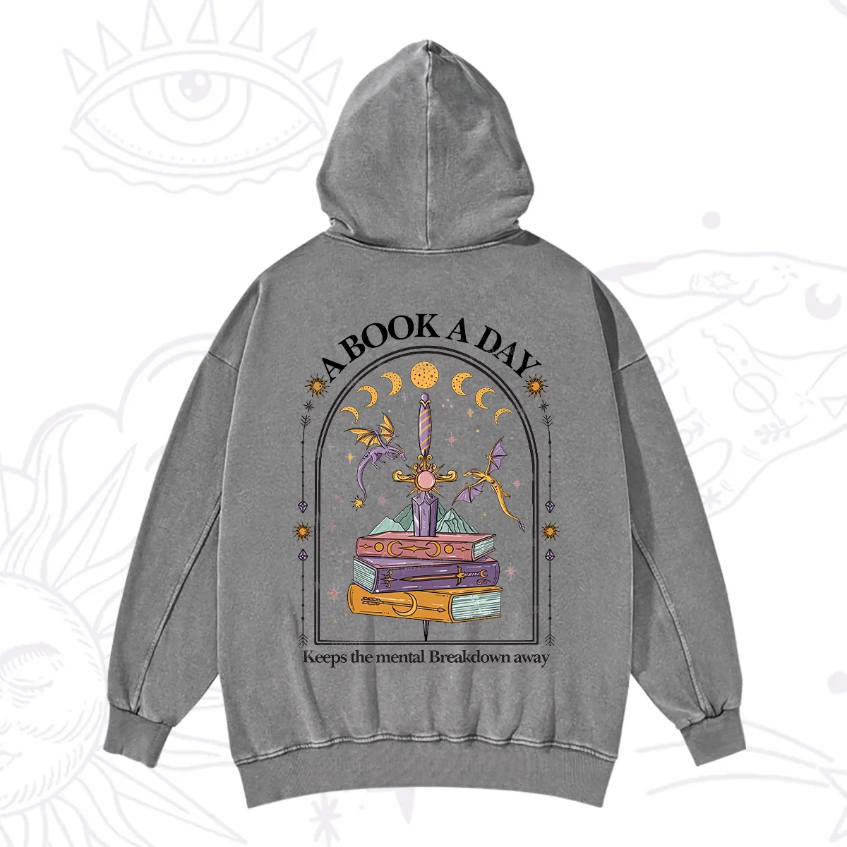 Purplehecate A Book A Day Keeps The Mental Breakdown Away Washed Hoodie