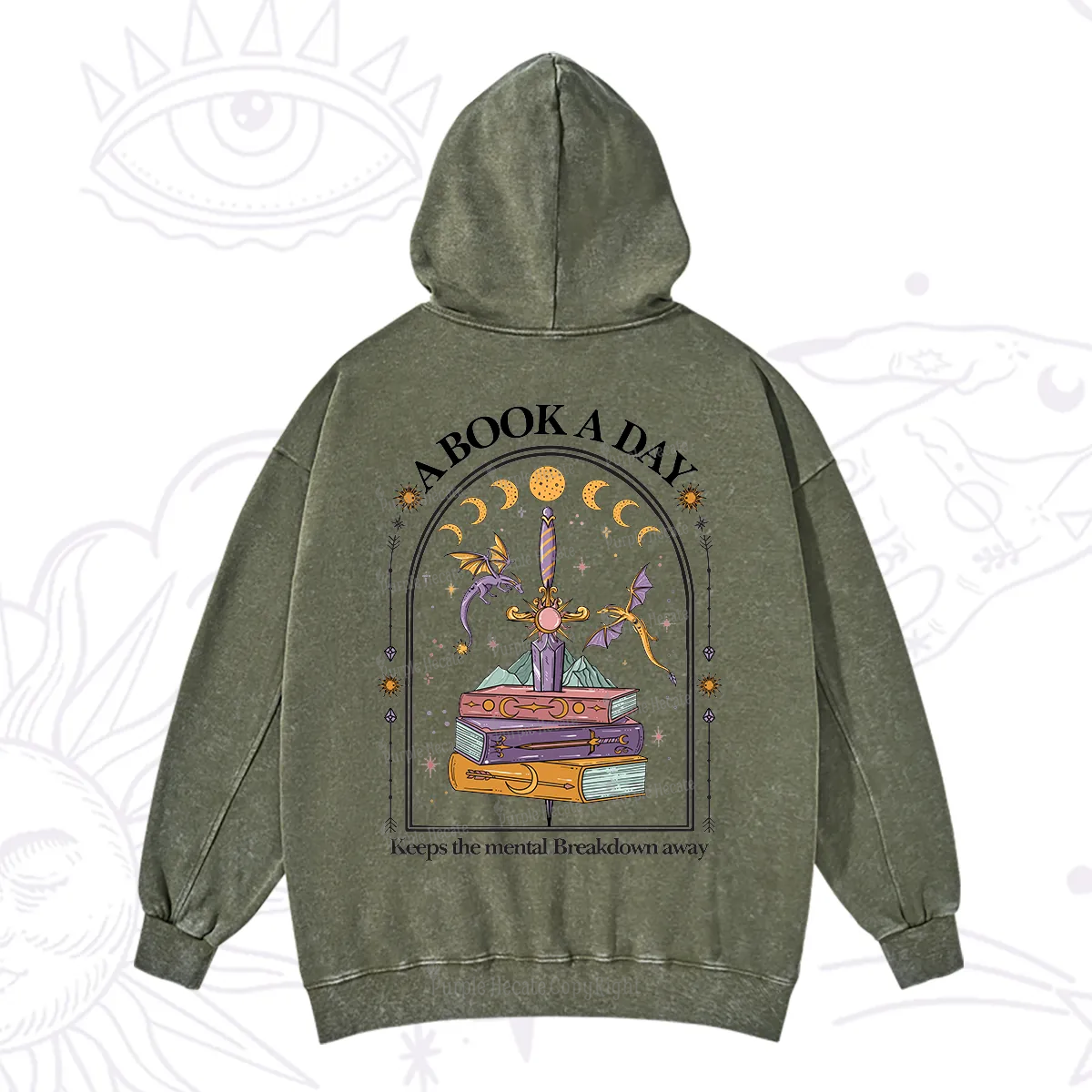 Purplehecate A Book A Day Keeps The Mental Breakdown Away Washed Hoodie