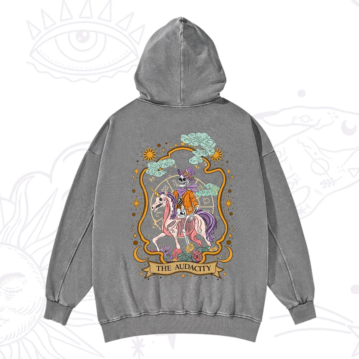 Purplehecate The Audacity Skeleton Washed Hoodie