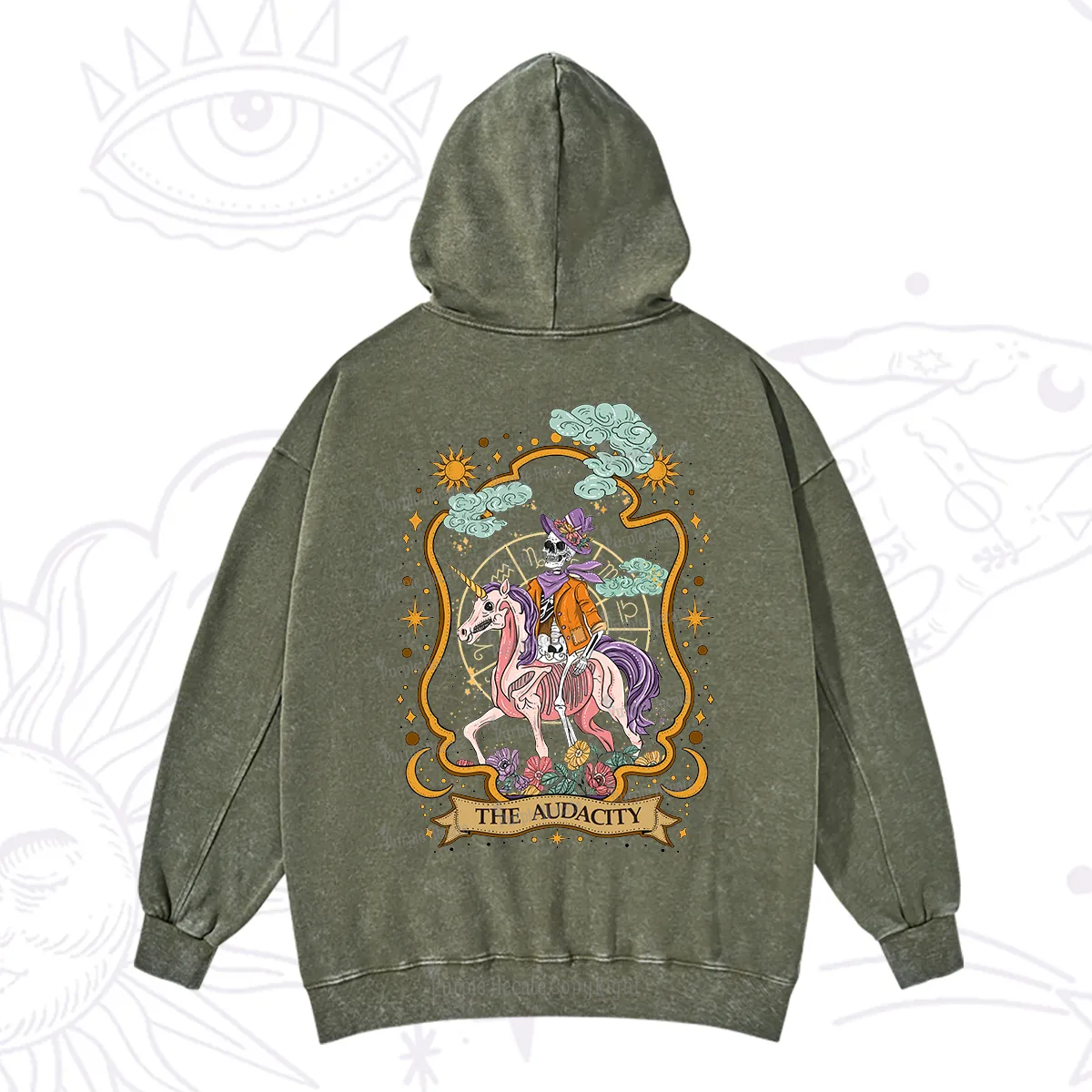 Purplehecate The Audacity Skeleton Washed Hoodie
