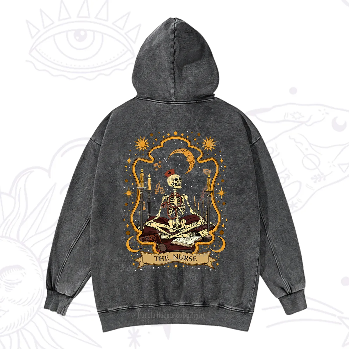 Purplehecate The Nurse Skeleton Washed Hoodie